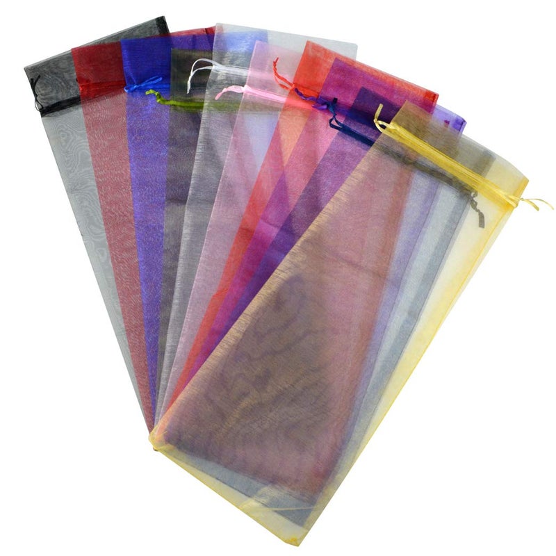 Tayfremn 40pcs Organza Wine Bags Drawstring Organza Bottle Gift Bags Sheer Wine Wrapping Bag for Bottle Wrap Christmas Wedding Party Favors Samples Display Decoration, 5.3x14.5 inch(Multicolor) - Image 5